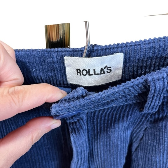 ROLLA'S Women’s Pleated Deep Blue Corduroy Pants Straight Leg High Waist - Picture 3 of 13